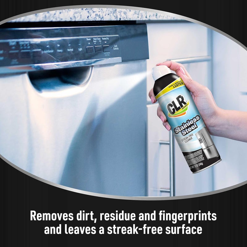 CLR Brands® Spot Free Stainless Steel Cleaner - Removes Water Marks, Fingerprints and Residue from Refrigerators, Dishwashers, Ovens and More, Streak Free Shine - 12 Oz Spray Can (Pack of 1) - Image 3